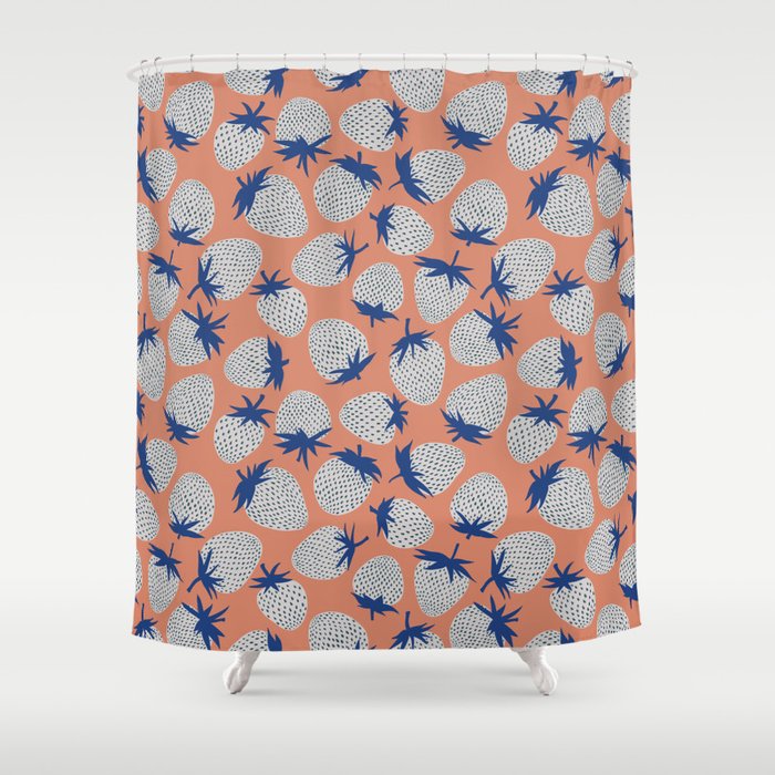 Inky Strawberries Shower Curtain Gallery Image 1