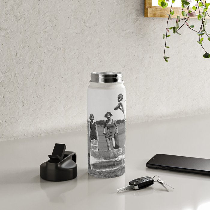 Lady Golfers, Black and White, Vintage Wall Art. Water Bottle Gallery Image 4