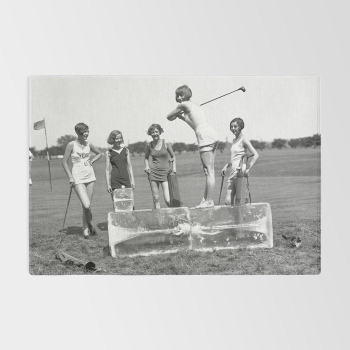 Lady Golfers, Black and White, Vintage Wall Art. Rug Gallery Image 2
