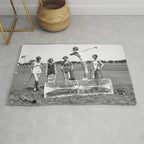 Lady Golfers, Black and White, Vintage Wall Art. Rug Gallery Image 1