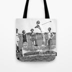 Lady Golfers, Black and White, Vintage Wall Art. Tote Bag Gallery Image 1