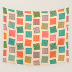Vintage flower postage stamp pattern Wall Tapestry Gallery Image 4
