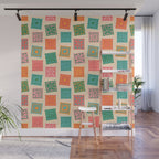 Vintage flower postage stamp pattern Wall Mural Gallery Image 1