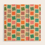 Vintage flower postage stamp pattern Wood Wall Art Gallery Image 1