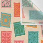 Vintage flower postage stamp pattern Wall Tapestry Gallery Image 3