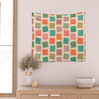 Vintage flower postage stamp pattern Wall Tapestry Gallery Image 2