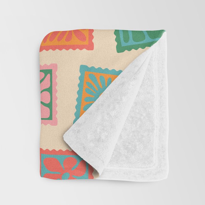 Vintage flower postage stamp pattern Throw Blanket Gallery Image 3