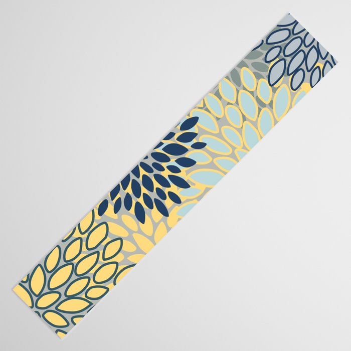 Modern, Abstract, Flower Garden, Blue, Yellow, Gray Table Runner Gallery Image 3