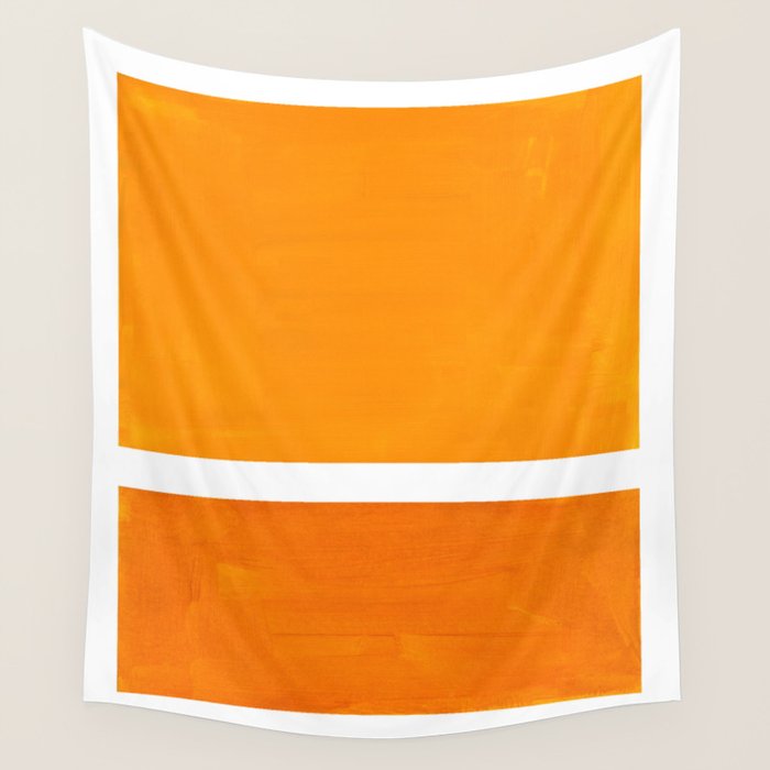 Antique Yellow  & Yellow Ochre Mid Century Modern Abstract Minimalist Rothko Color Field Squares Wall Tapestry Gallery Image 4