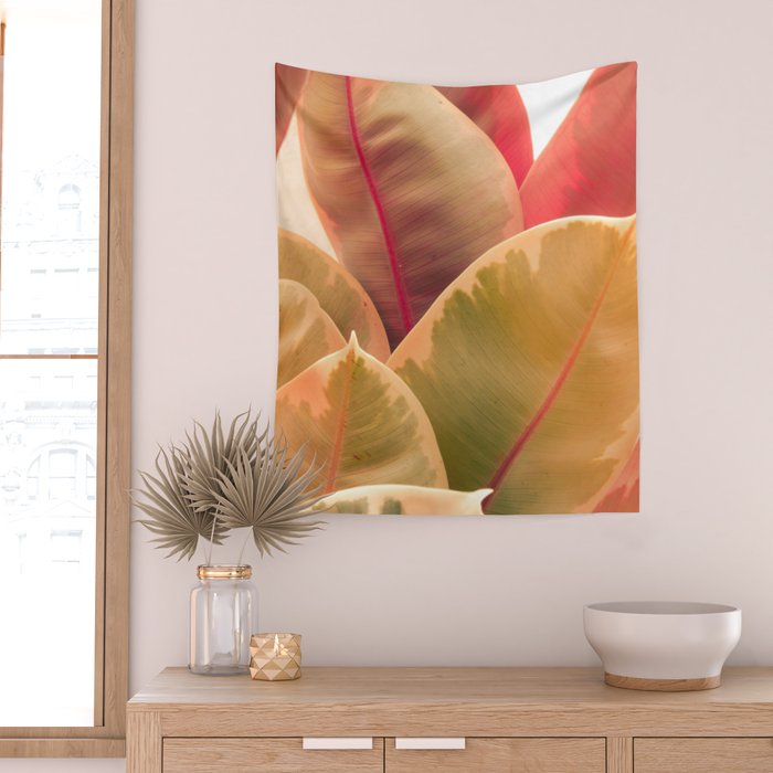 Beautiful Leaves II  botanical rubber plant leaf photograph Wall Tapestry Gallery Image 2