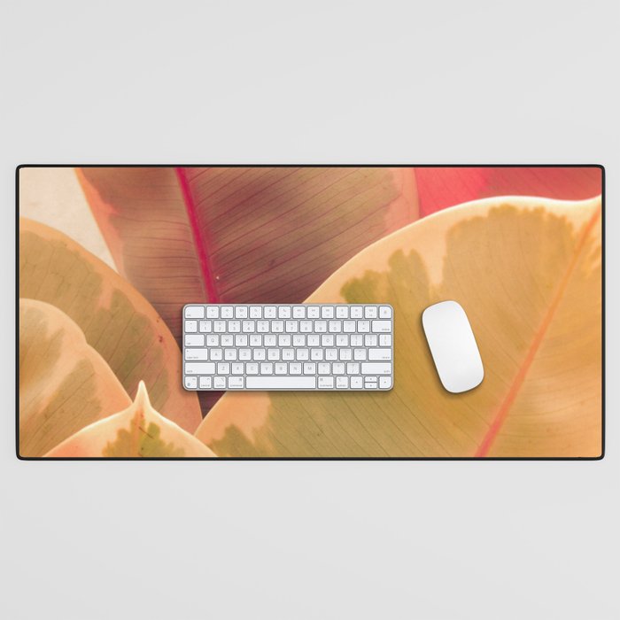 Beautiful Leaves II  botanical rubber plant leaf photograph Desk Mat Gallery Image 1