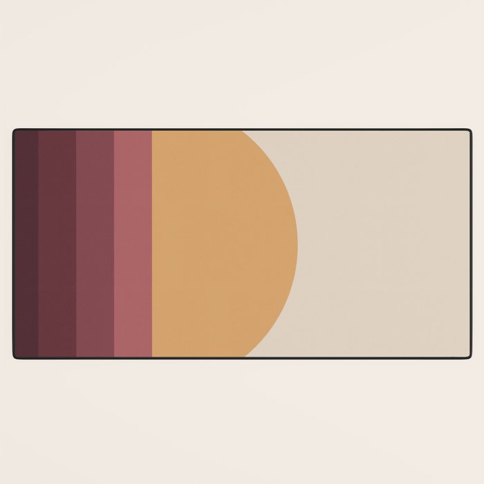 Minimal Retro Sunset Sunrise - Burgundy Ruby Red Desk Mat Gallery Image 3