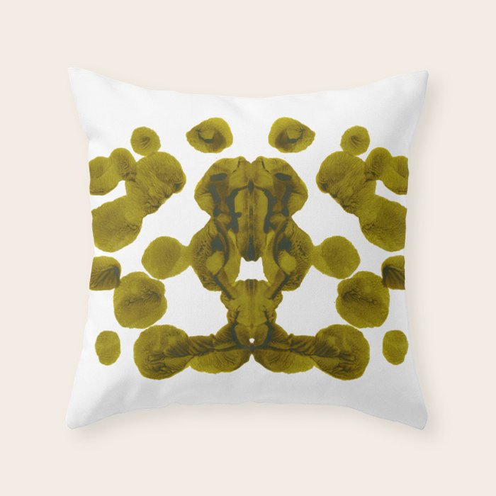 Olive Green Rorschach Test Throw Pillow Gallery Image 6