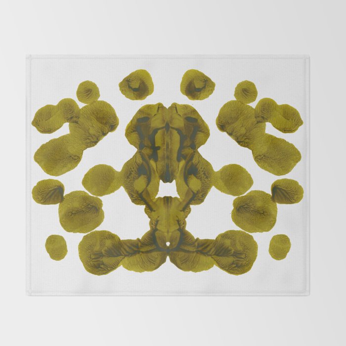 Olive Green Rorschach Test Throw Blanket Gallery Image 2