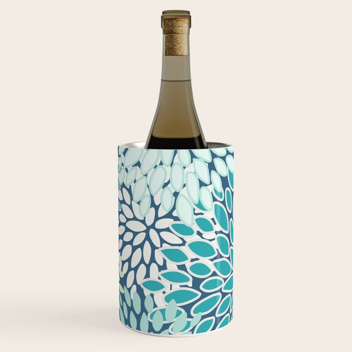 Christmas, Floral Prints, Teal, Blue and Green, Colour Prints Wine Chiller Gallery Image 1