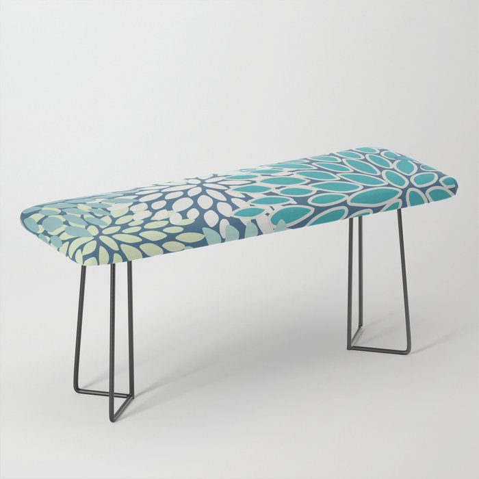 Christmas, Floral Prints, Teal, Blue and Green, Colour Prints Bench Gallery Image 1