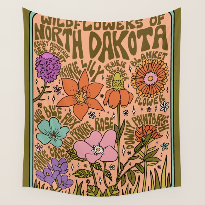 North Dakota Wildflowers Wall Tapestry Gallery Image 4