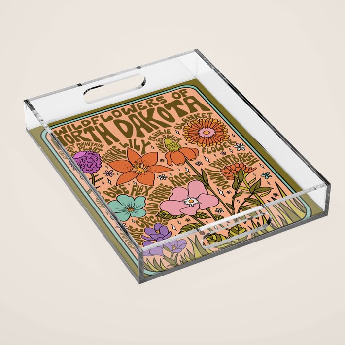 North Dakota Wildflowers Acrylic Tray Gallery Image 1