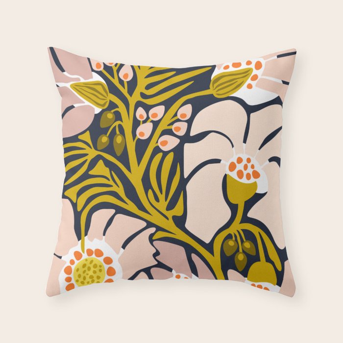 Backyard flower - modern floral illustration Throw Pillow Gallery Image 6