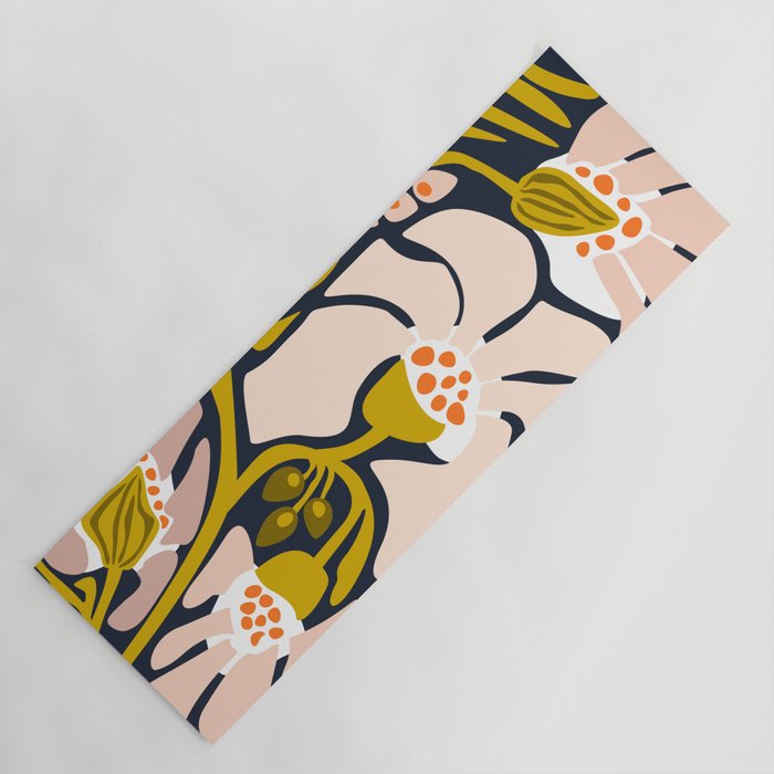 Backyard flower - modern floral illustration Yoga Mat Gallery Image 1