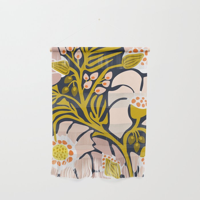 Backyard flower - modern floral illustration Wall Hanging Gallery Image 1
