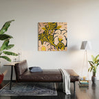 Backyard flower - modern floral illustration Wood Wall Art Gallery Image 2