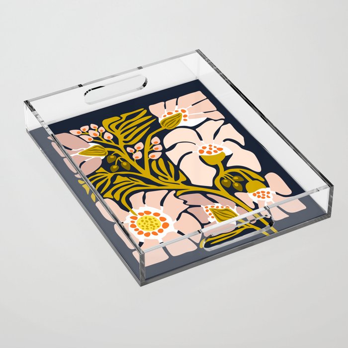 Backyard flower - modern floral illustration Acrylic Tray Gallery Image 1
