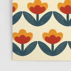 Retro 70s Floral Pattern in Mid-Century Red, Marigold, and Navy  Poster Gallery Image 3