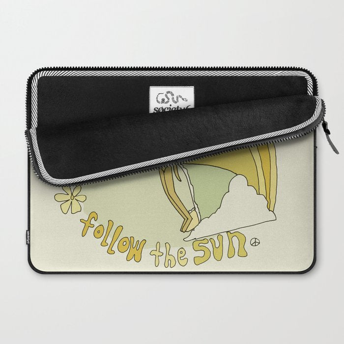 follow the sun lady slide // retro surf art by surfy birdy Laptop Sleeve Gallery Image 2