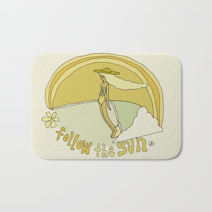 follow the sun lady slide // retro surf art by surfy birdy Bath Mat Gallery Image 1