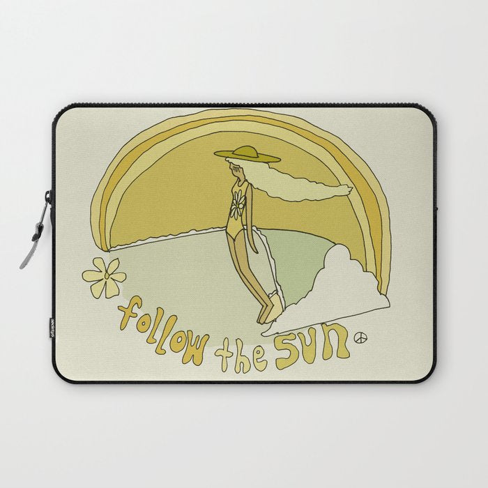 follow the sun lady slide // retro surf art by surfy birdy Laptop Sleeve Gallery Image 1