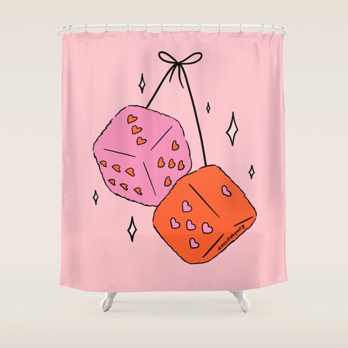 Heart Dice Shower Curtain Gallery Image 1