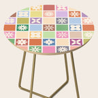 Retro Colorful Flower Checker Tiles Side Table Gallery Image 2