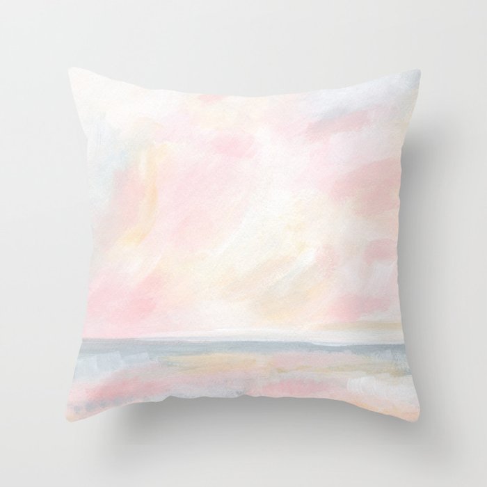 Patience - Pink and Gray Pastel Seascape Throw Pillow Gallery Image 6