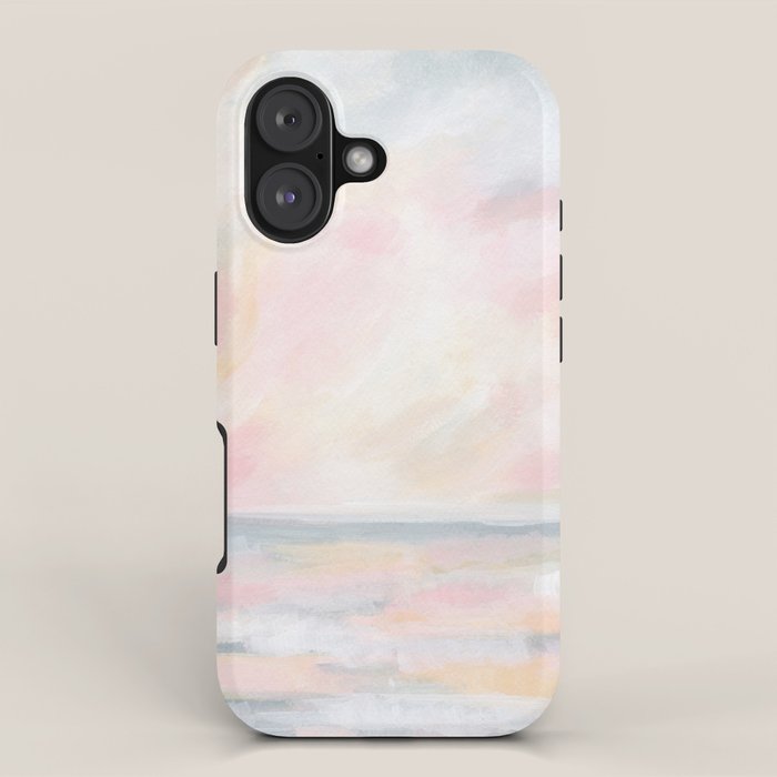 Patience - Pink and Gray Pastel Seascape iPhone Case Gallery Image 1
