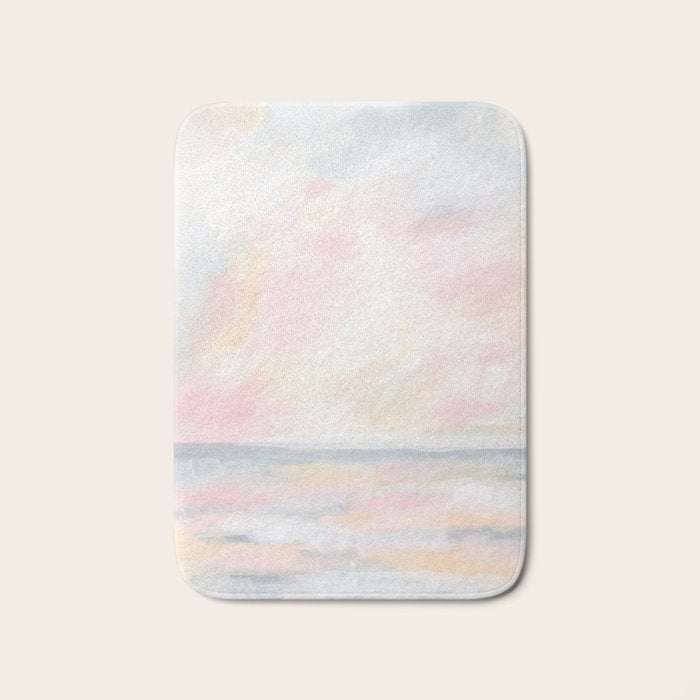 Patience - Pink and Gray Pastel Seascape Bath Mat Gallery Image 1