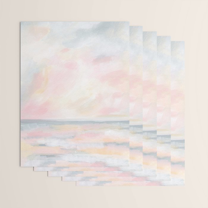 Patience - Pink and Gray Pastel Seascape Wrapping Paper Gallery Image 3