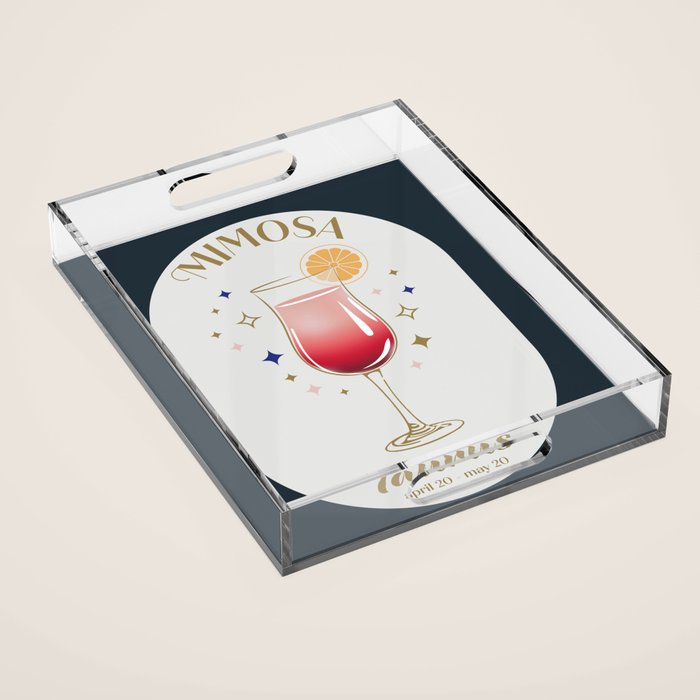 Mimosa Cocktail Zodiac Sign Acrylic Tray Gallery Image 1