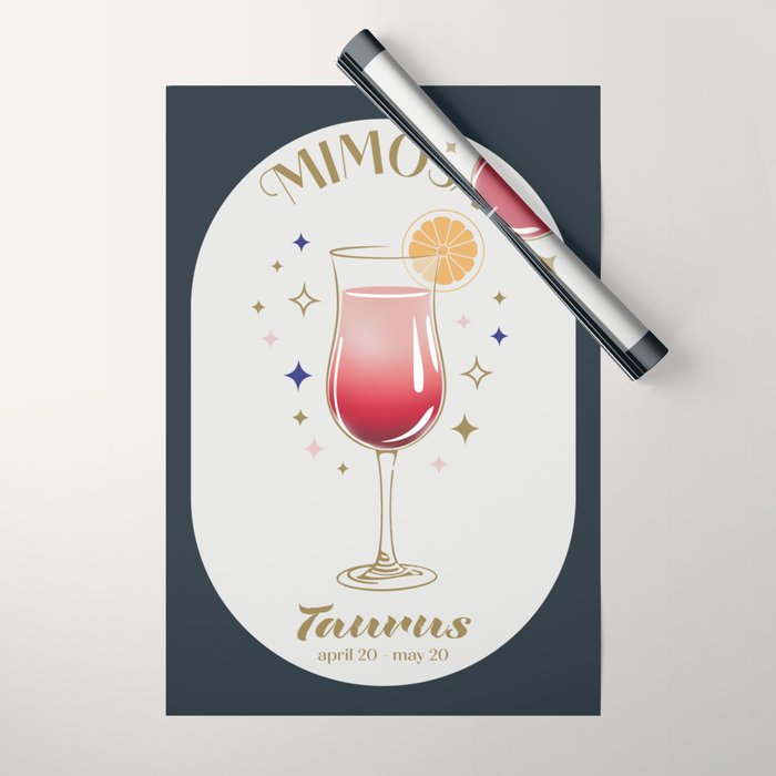 Mimosa Cocktail Zodiac Sign Wrapping Paper Gallery Image 1