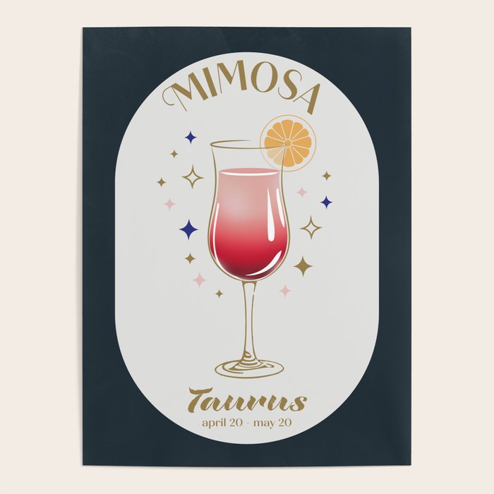 Mimosa Cocktail Zodiac Sign Poster Gallery Image 4