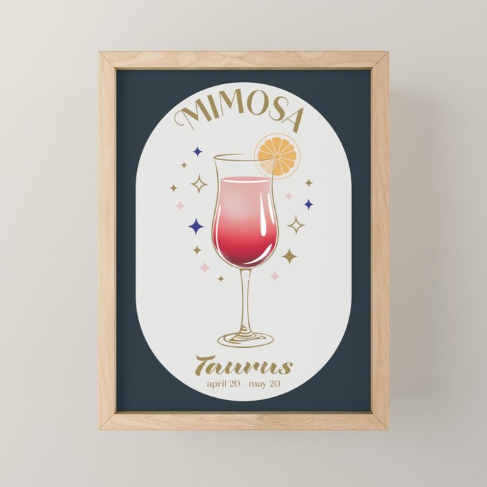 Mimosa Cocktail Zodiac Sign Mini Art Print Gallery Image 1