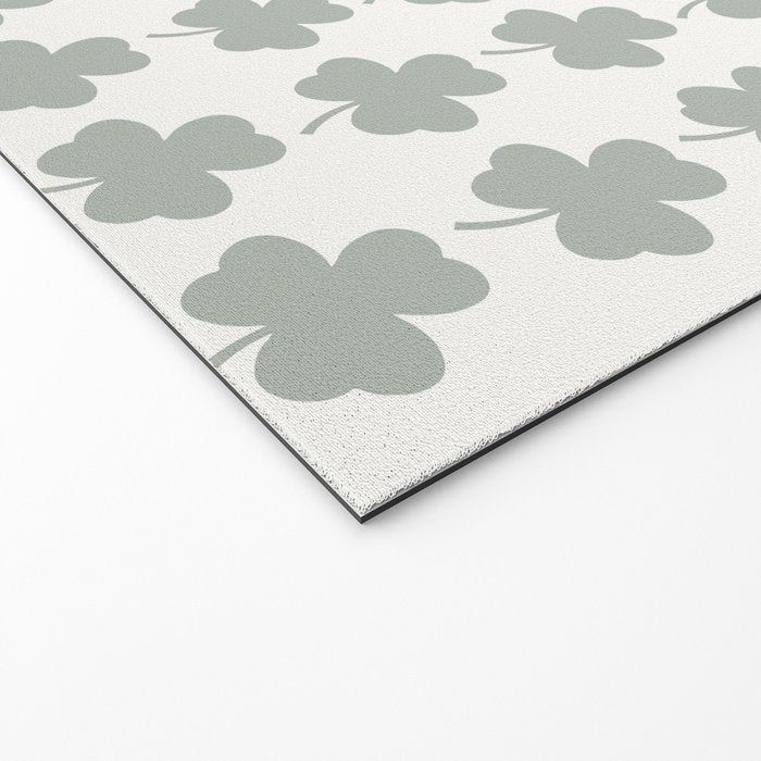 Clovers XXXIV Neutral Green Botanical Pattern Welcome Mat Gallery Image 2