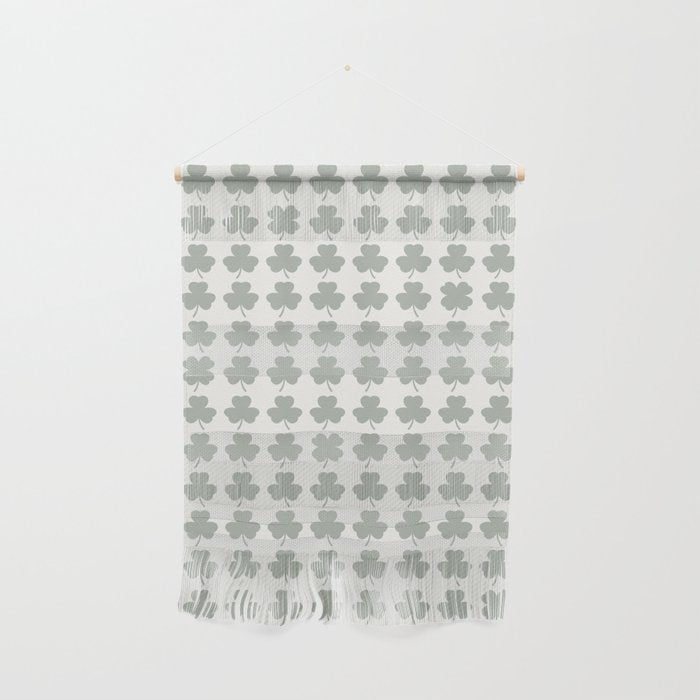 Clovers XXXIV Neutral Green Botanical Pattern Wall Hanging Gallery Image 1