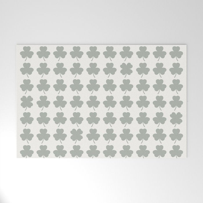 Clovers XXXIV Neutral Green Botanical Pattern Welcome Mat Gallery Image 1