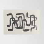 Mid Century Modern Minimalist Abstract Art Brush Strokes Black & White Ink Art Pipe Maze Rug Gallery Image 2