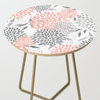 Festive, Floral Prints, Leaves and Blooms, Coral and Gray Side Table Gallery Image 2