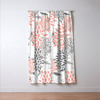 Festive, Floral Prints, Leaves and Blooms, Coral and Gray Window Curtain Gallery Image 3