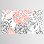 Festive, Floral Prints, Leaves and Blooms, Coral and Gray Tablecloth Gallery Image 2