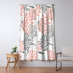 Festive, Floral Prints, Leaves and Blooms, Coral and Gray Window Curtain Gallery Image 5