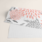 Festive, Floral Prints, Leaves and Blooms, Coral and Gray Wrapping Paper Gallery Image 2
